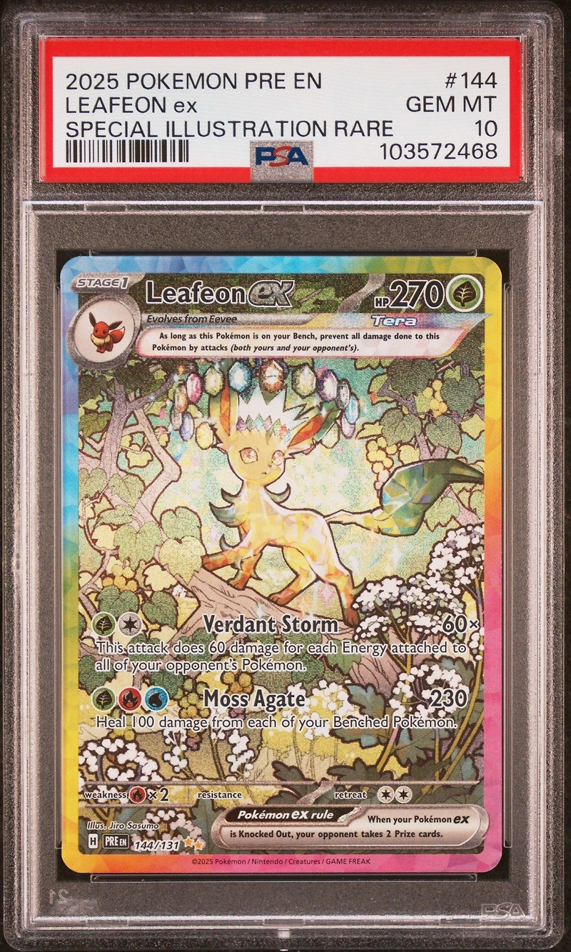 2025 Pokemon Pre En-prismatic Evolutions 144 Leafeon Ex Special Illustration Rare PSA