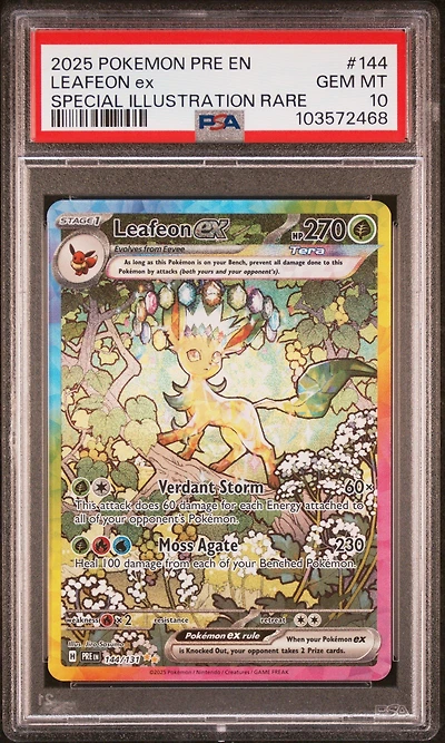 2025 Pokemon Pre En-prismatic Evolutions 144 Leafeon Ex Special Illustration Rare PSA