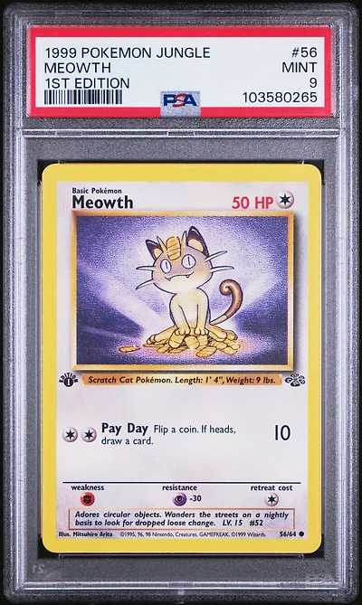 1999 Pokemon Jungle 56 Meowth 1st Edition PSA