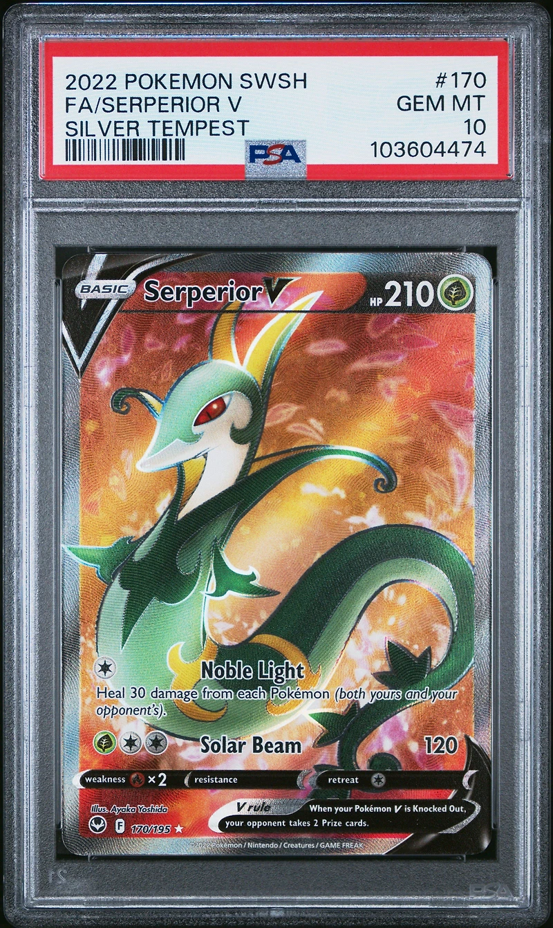 2022 Pokemon Sword & Shield Silver Tempest 170 Full Art/serperior V PSA 10