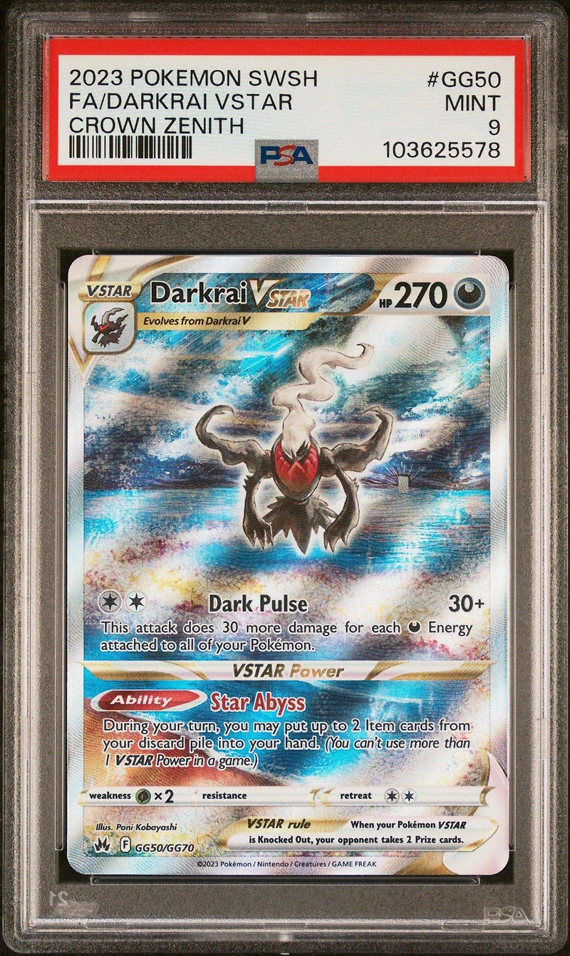 2023 Pokemon Sword And Shield Crown Zenith Gg50 Full Art/darkrai Vstar PSA
