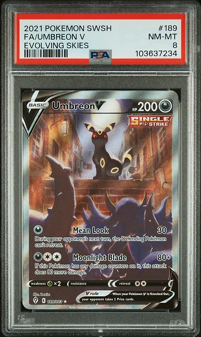 2021 Pokemon Sword & Shield Evolving Skies Full Art/umbreon V PSA