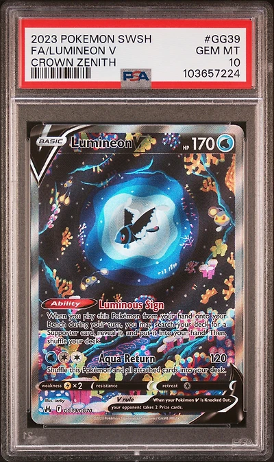 2023 Pokemon Sword And Shield Crown Zenith Gg39 Full Art/lumineon V PSA