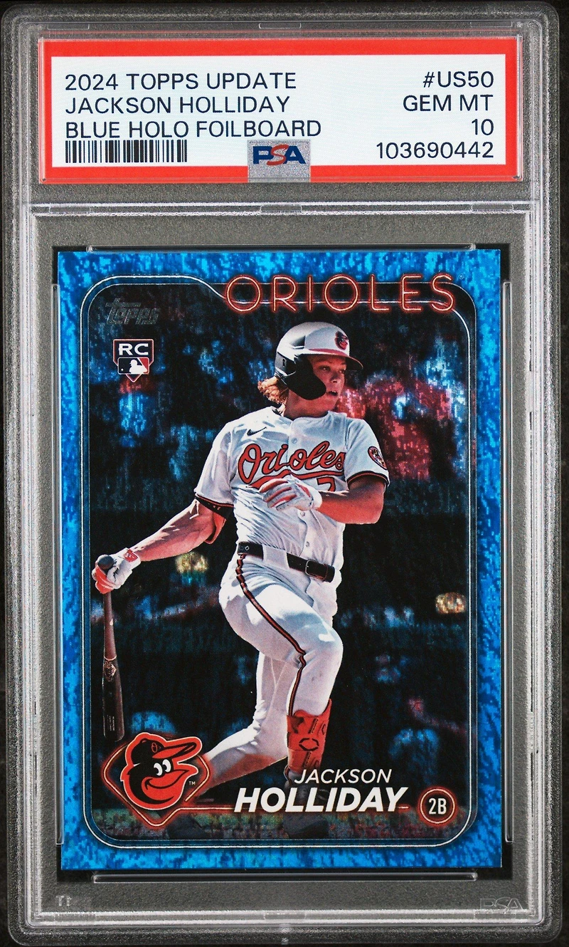 2024 Topps Update Us50 Jackson Holliday Blue Holo Foilboard PSA 10