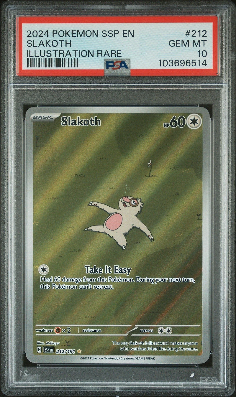 2024 Pokemon Ssp En-surging Sparks 212 Slakoth Illustration Rare PSA