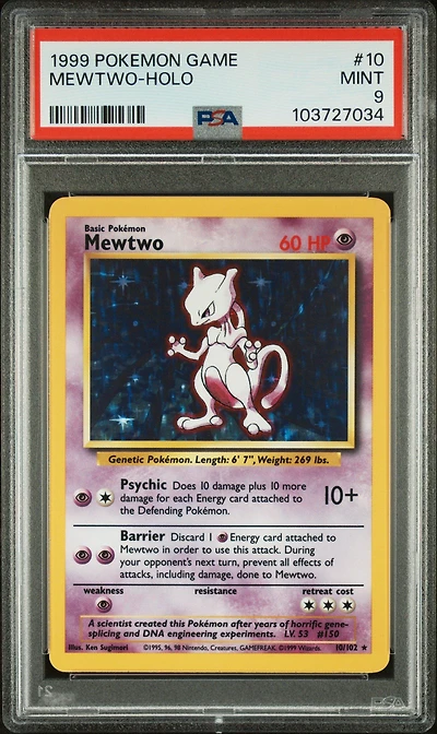 1999 Pokemon Game 10 Mewtwo-holo PSA