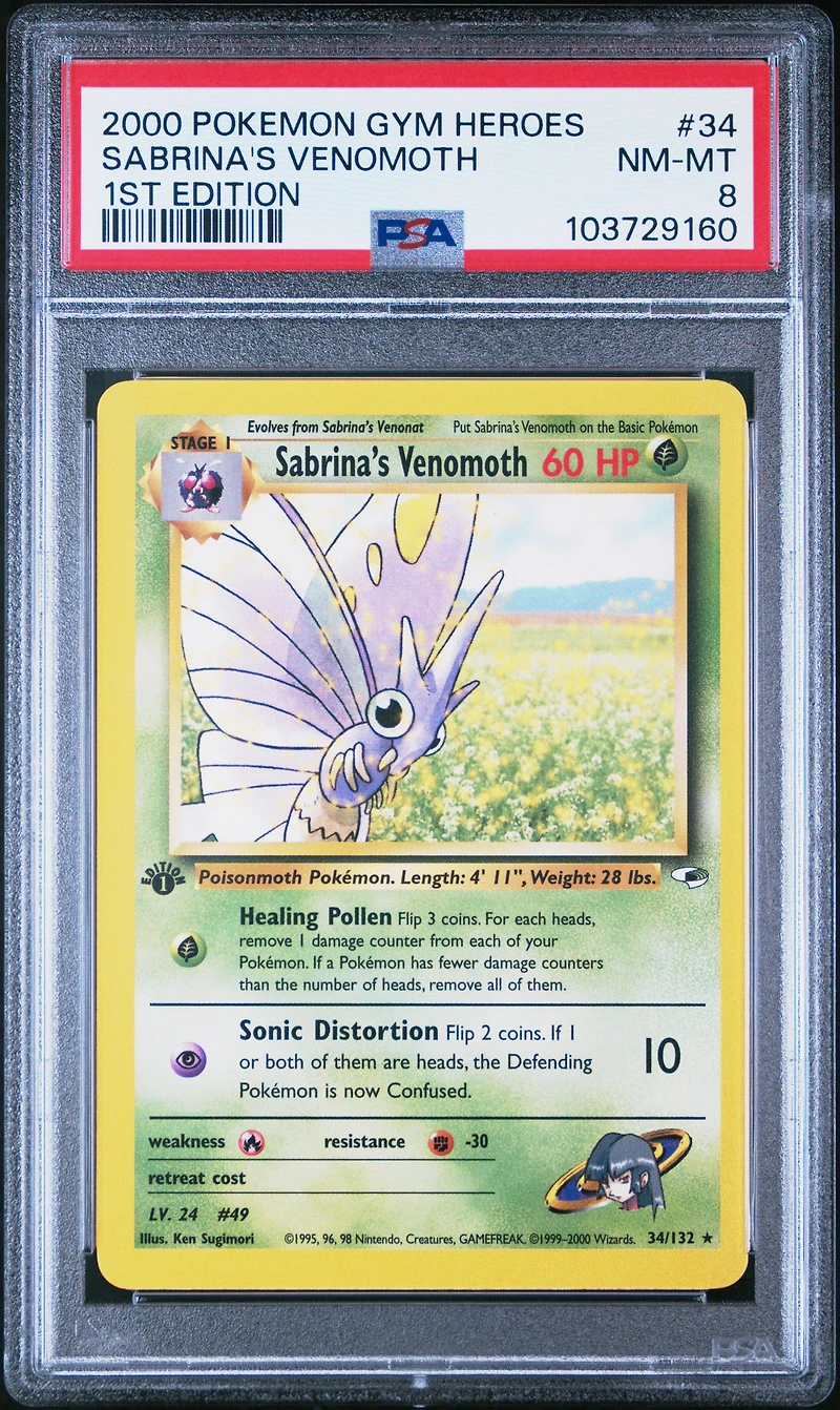 2000 Pokemon Gym Heroes 34 Sabrina's Venomoth 1st Edition PSA