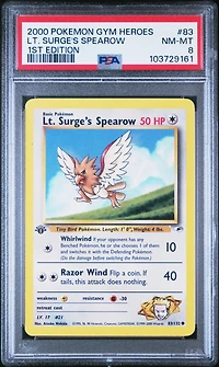 2000 Pokemon Gym Heroes 83 Lt. Surge's Spearow 1st Edition PSA
