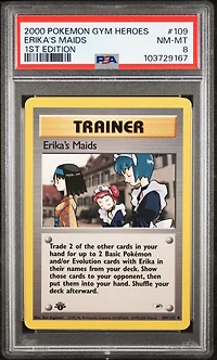 2000 Pokemon Gym Heroes 109 Erika's Maids 1st Edition PSA 8