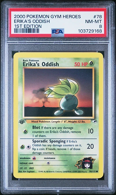2000 Pokemon Gym Heroes Erika's Oddish 1st Edition PSA 8