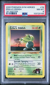 2000 Pokemon Gym Heroes Erika's Oddish 1st Edition PSA 8