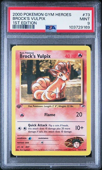 2000 Pokemon Gym Heroes 73 Brock's Vulpix 1st Edition PSA 9