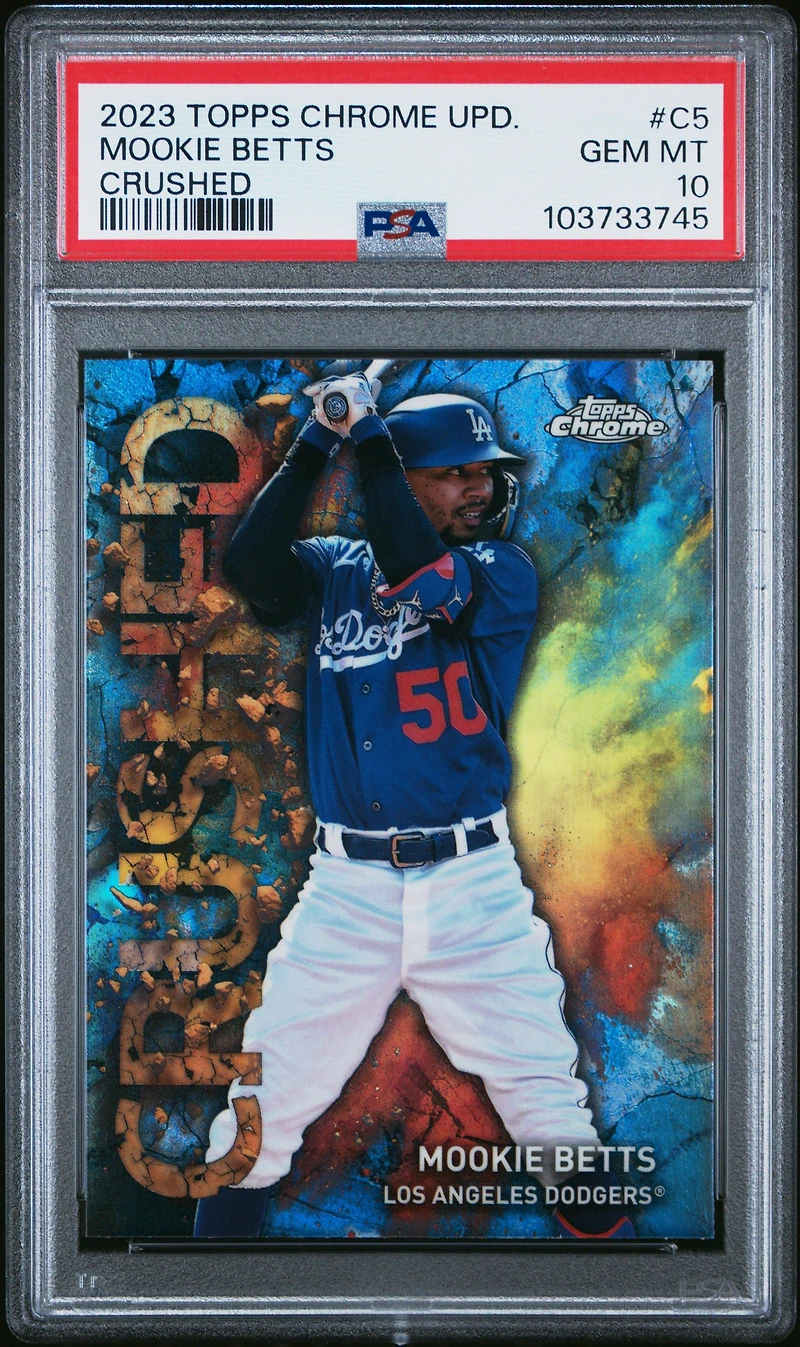 2023 Topps Chrome Update Crushed C5 Mookie Betts PSA 10