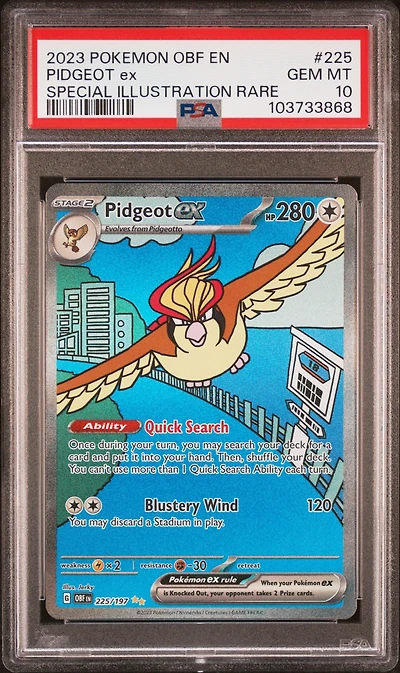 2023 Pokemon Obf En-obsidian Flames 225 Pidgeot Ex Special Illustration Rare PSA