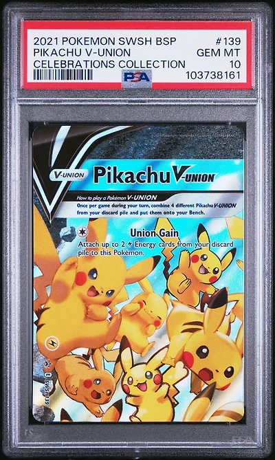 2021 Pokemon Swsh Black Star Promo Pikachu V-union Celebrations Collection PSA
