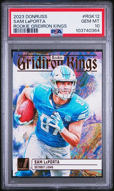 2023 Panini Donruss Rookie Gridiron Kings Rgk12 Sam Laporta PSA 10