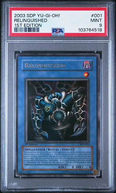 2003 Yu-gi-oh! Starter Deck: Pegasus 001 Relinquished 1st Edition PSA