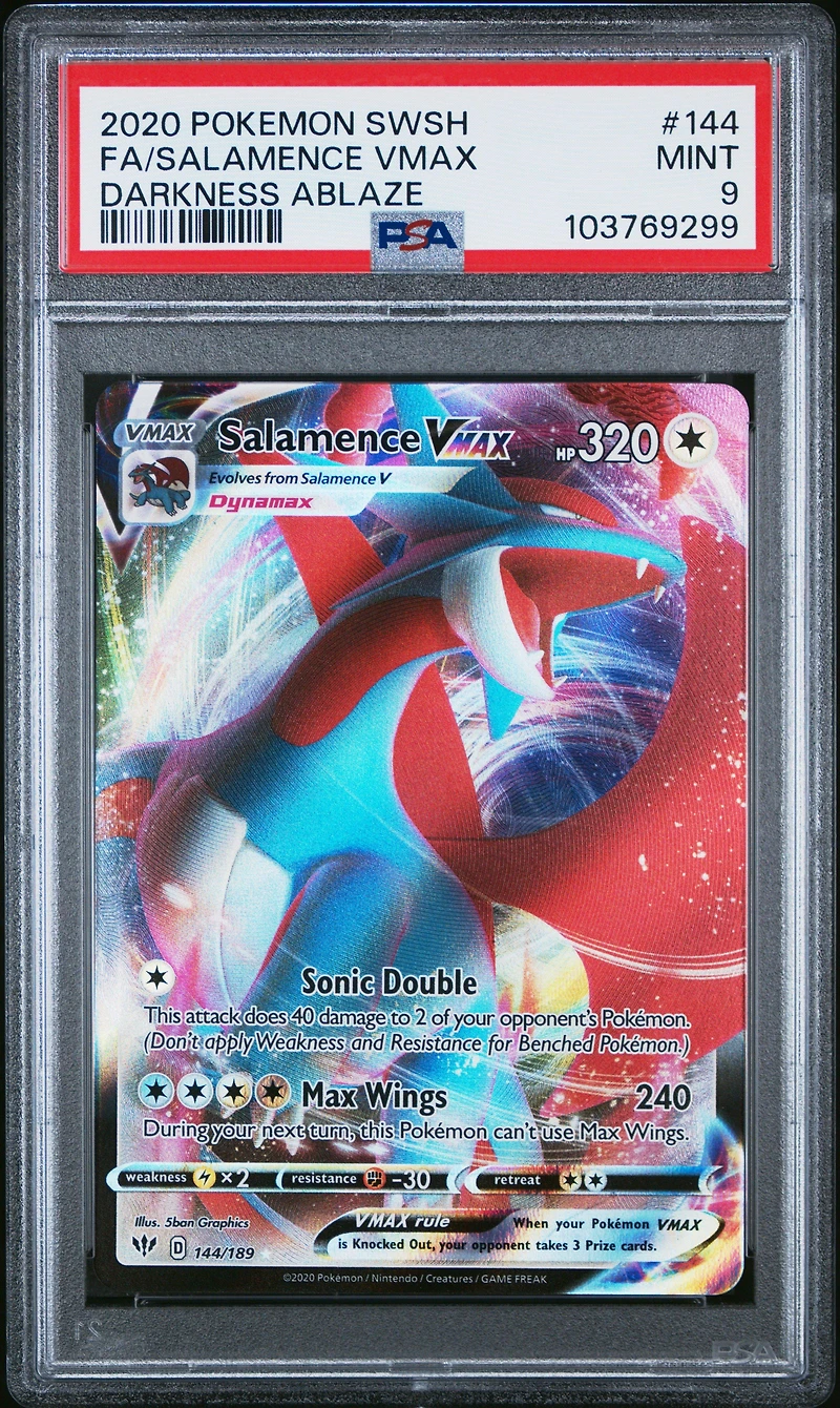 2020 Pokemon Sword & Shield Darkness Ablaze 144 Full Art/salamence Vmax PSA