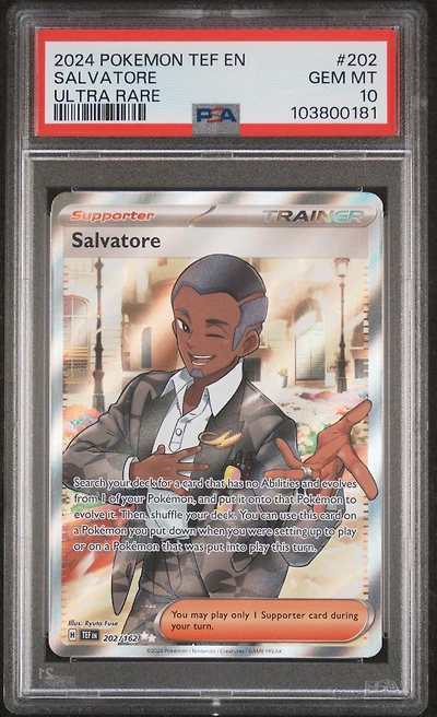 2024 Pokemon Tef En-temporal Forces 202 Salvatore Ultra Rare PSA 10