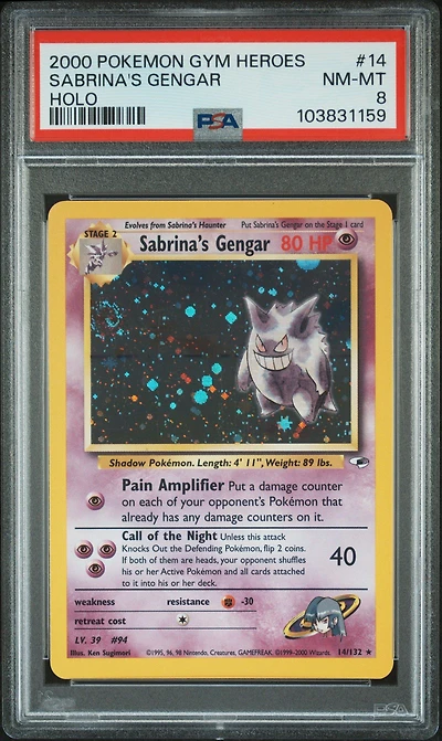 2000 Pokemon Gym Heroes 14 Sabrina's Gengar Holo PSA