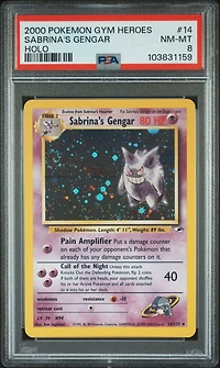 2000 Pokemon Gym Heroes 14 Sabrina's Gengar Holo PSA