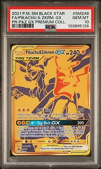 2021 Pokemon Sm Black Star Promo Sm248 Full Art/pikachu & Zekrom Gx Pikachu & Zekrom Gx Premium Collection PSA