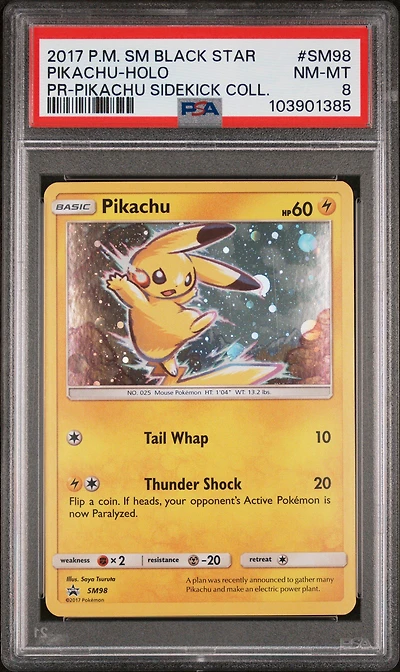 2017 Pokemon Sm Black Star Promo Sm98 Pikachu-holo Pikachu Sidekick Collection PSA 8