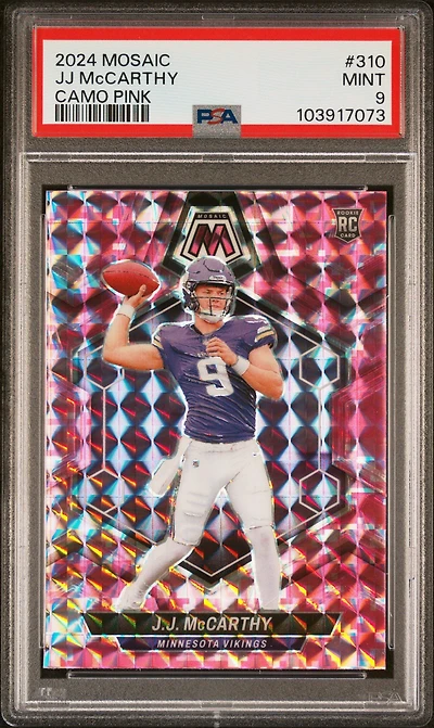 2024 Panini Mosaic 310 Jj Mccarthy Camo Pink PSA 9