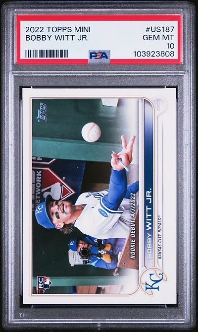 2022 Topps Mini Us187 Bobby Witt Jr. PSA 10