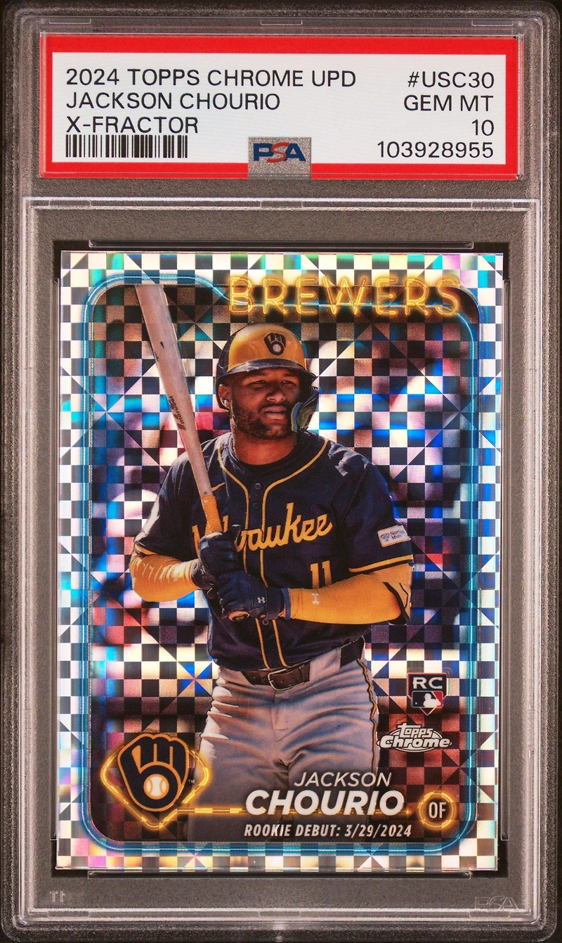 2024 Topps Chrome Update Usc30 Jackson Chourio X-fractor PSA 10