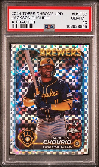 2024 Topps Chrome Update Usc30 Jackson Chourio X-fractor PSA 10