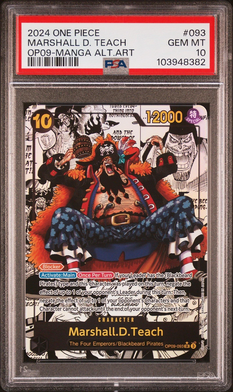 2024 One Piece Op09-emperors In The New World 093 Marshall D. Teach Manga Alternate Art PSA 10