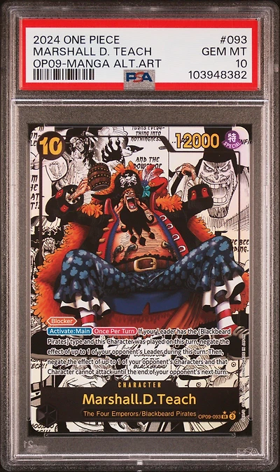 2024 One Piece Op09-emperors In The New World 093 Marshall D. Teach Manga Alternate Art PSA 10