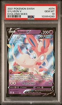 2021 Pokemon Sword & Shield Evolving Skies 074 Sylveon V PSA