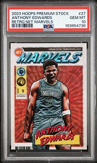 2023 Panini Hoops Premium Stock Retro Net Marvels 27 Anthony Edwards PSA 10