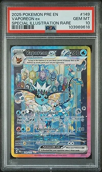 2025 Pokemon Pre En-prismatic Evolutions 149 Vaporeon Ex Special Illustration Rare PSA