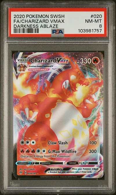 2020 Pokemon Sword & Shield Darkness Ablaze 020 Full Art/charizard Vmax PSA