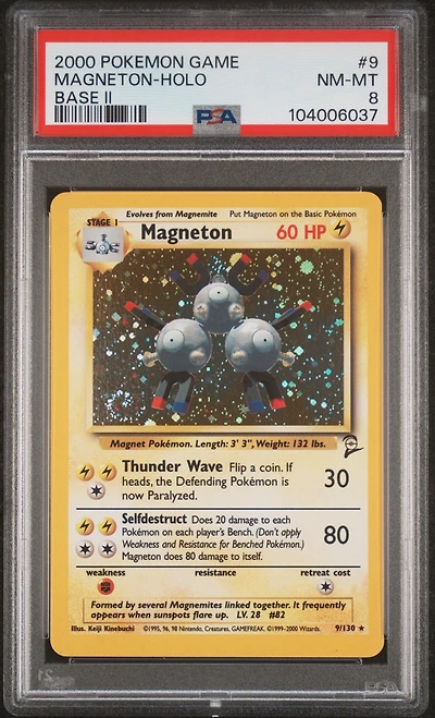 2000 Pokemon Game Base Ii 9 Magneton-holo PSA 8