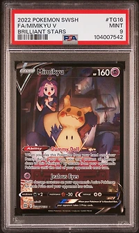 2022 Pokemon Sword & Shield Brilliant Stars Tg16 Full Art/mimikyu V PSA