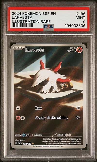 2024 Pokemon Ssp En-surging Sparks 196 Larvesta Illustration Rare PSA