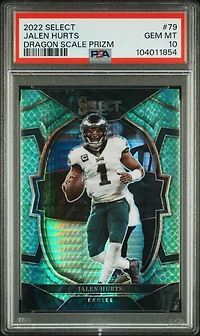 2022 Panini Select 79 Jalen Hurts Dragon Scale Prizm PSA 10