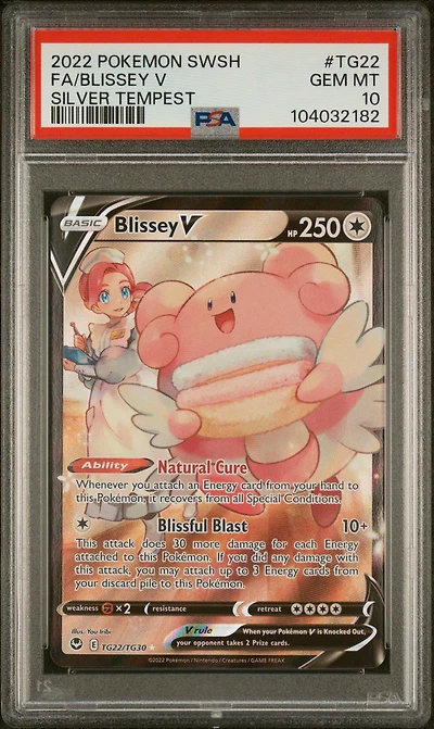 2022 Pokemon Sword & Shield Silver Tempest Tg22 Full Art/blissey V PSA