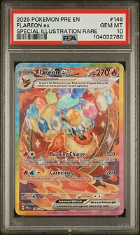 2025 Pokemon Pre En-prismatic Evolutions 146 Flareon Ex Special Illustration Rare PSA