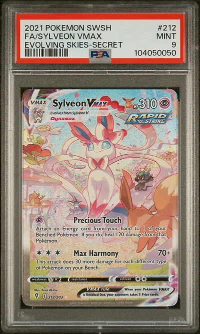 2021 Pokemon Sword & Shield Evolving Skies Full Art/sylveon Vmax Secret PSA