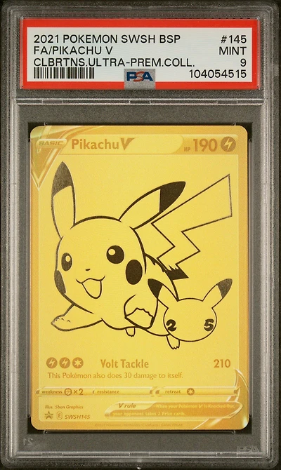 2021 Pokemon Swsh Black Star Promo 145 Full Art/pikachu V Celebrations Ultra-premium Collection PSA