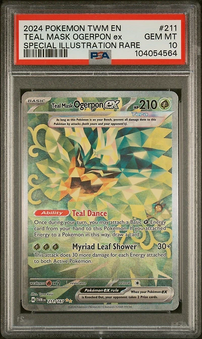2024 Pokemon Twm En-twilight Masquerade 211 Teal Mask Ogerpon Ex Special Illustration Rare PSA