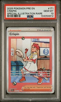 2025 Pokemon Pre En-prismatic Evolutions 171 Crispin Special Illustration Rare PSA