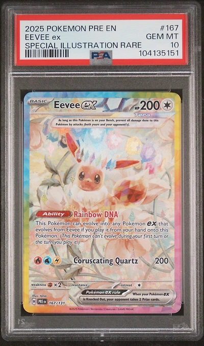 2025 Pokemon Pre En-prismatic Evolutions 167 Eevee Ex Special Illustration Rare PSA