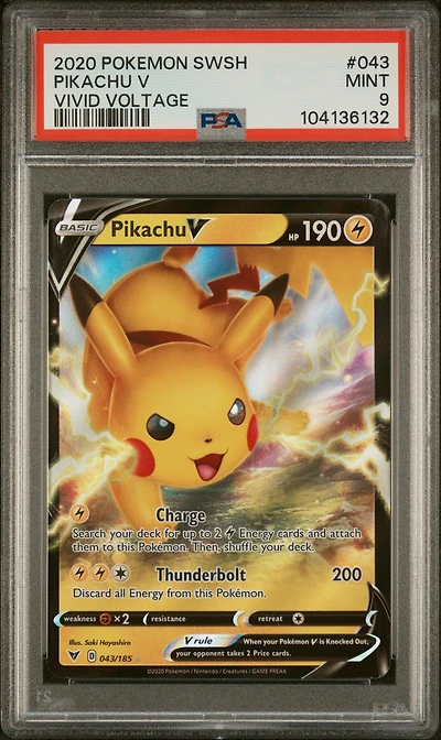 2020 Pokemon Sword & Shield Vivid Voltage 043 Pikachu V PSA