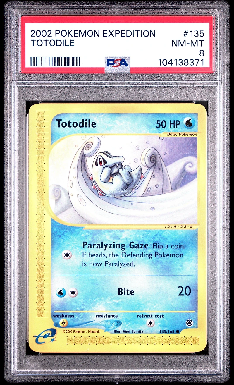 2002 Pokemon Expedition 135 Totodile PSA 8